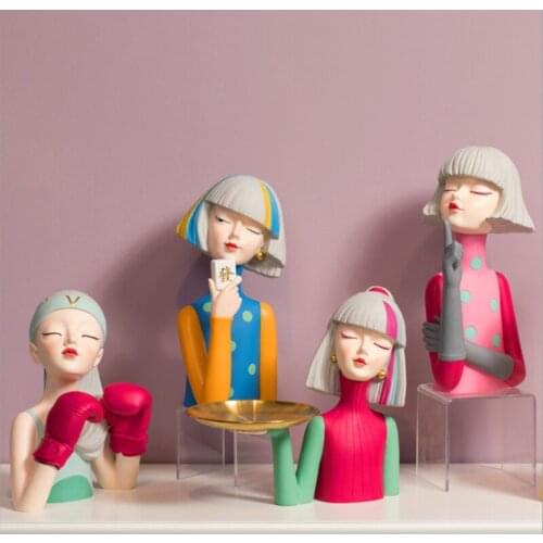 Moden Gorgeous Girl Resin Art Statue Gift Fairy Accessories Fashion Style Sculpture Ornaments Home Decoration Tabletop Figurine