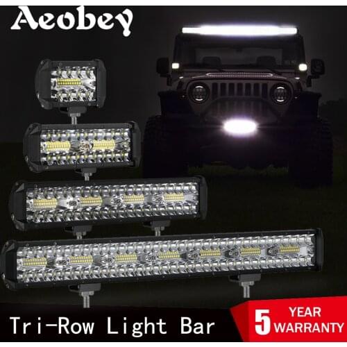 Aeobey Tri-Row Led Bar Lights Driving Light Offroad Spot Flood Combo LED Work Light for Car Tractor Boat 4x4 Truck SUV ATV