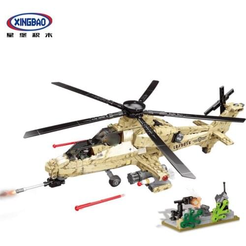 XINGBAO 06025 Military Army Series World War 2 Scene The WZ10 Helicopter Set Building Blocks Bricks Christmas Gifts Juguete