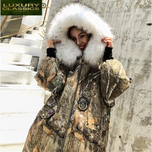 Fur Natural Rex Rabbit Liner Parka Women Clothes 2021 Winter Jacket Women Raccoon Fur Hood Korean Long Coat Outwear 1802