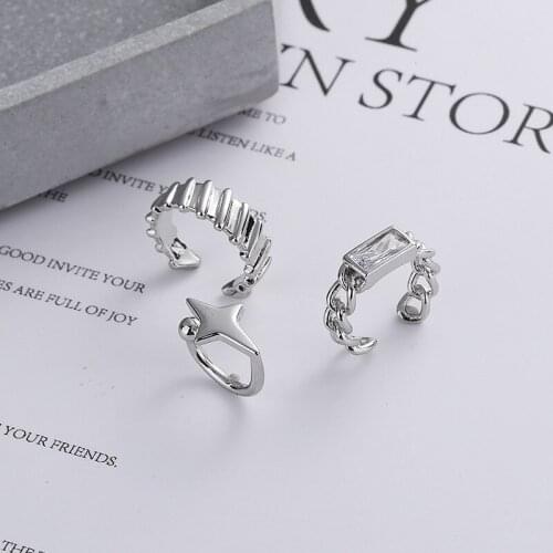 Korean Design Without Ear Holes Zircon Geometric Side Earrings for Women Jewelry Aretes De Mujer Modernos 2021 Mayoreo
