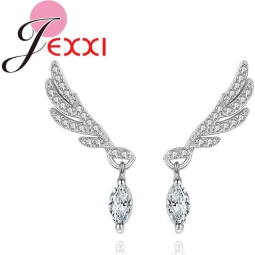 Factory Price Sweet Shape Water Drop Pattern Crystal Stone Stud Earrings for Women Party Anniversary Gift 925 Silver