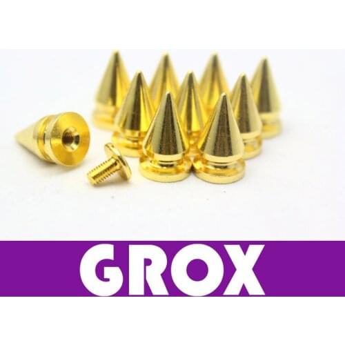 10mm*16mm Gold Conical Metal Screw Back Spike Studs Punk Rock Rivets Nailheads Free Shipping Wholesale High Quality