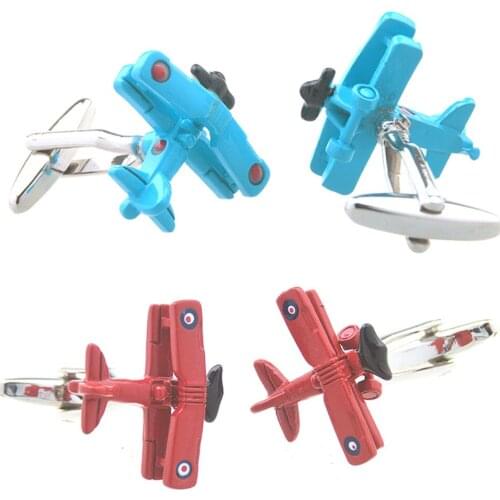 10pairs/lot Classic Blue/Red Air Fighter Cufflinks Airplane Air Force Cuff Links Copper Plating Mens Jewelry Accessory
