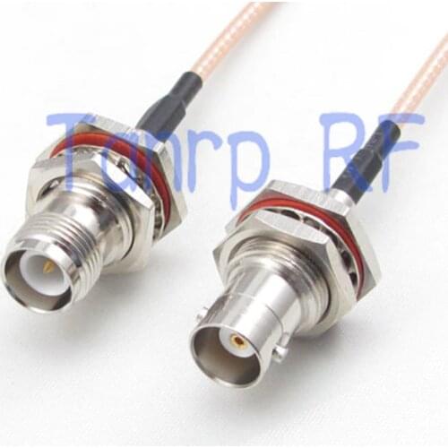 10pcs 15CM Pigtail coaxial jumper cable RG316 extension cord 6inch BNC female nut bulkhead to RP TNC female RF adapter connector