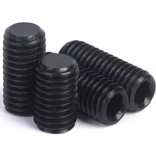 100/50PCS DIN913 GB77 M3 M4 M5 M6 M8 M10 12.9 Grade Thread Grub Screws Flat Point Hexagon Socket Set Screws Headless