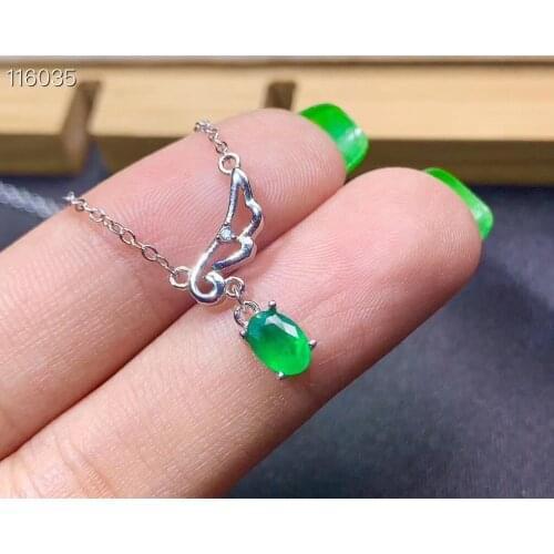 100% Natural And Real Emerald necklace pendant Free shipping 925 sterling silver gemstone For men women