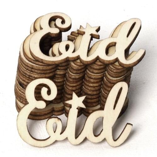 15Pcs Wooden EID Mubarak Confetti Islamic Muslim Kareem Ramadan Mubarak Wood Chip Eid Party Table Scatter Decoration Supplies