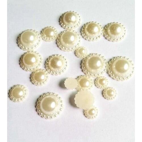 150pcs-40pcs 9/13/16/18mm Ivory pearl flower resin flat back DIY garment beads Scrapbook DIY Jewelry Handmade Craft Making