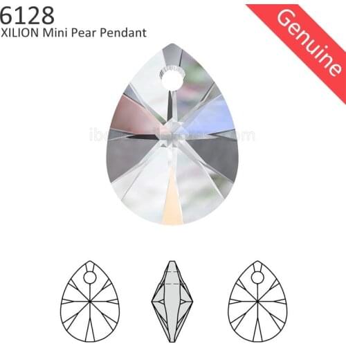 2 Pieces) 100% Original crystal from Swarovski 6128 XILION Mini Pear pendant from Austria Rhinestone beads for DIY jewelry 2019