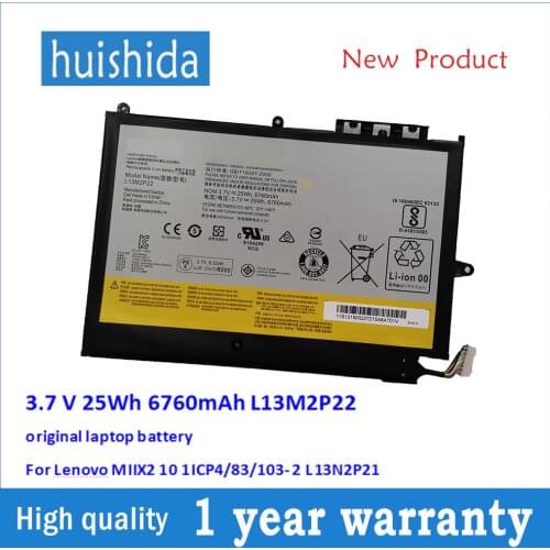 3.7 V 25Wh 6760mAh L13M2P22 original laptop battery For Lenovo MIIX2 10 1ICP4/83/103- 2 L13N2P21 series