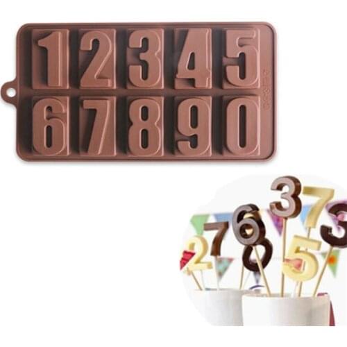 3D DIY Fondant Cake Moulds 0-9 Numbers Shape Baking Mold Silicone Chocolate Cupcake Pastry Molds Baking Supplies Decorating Tool