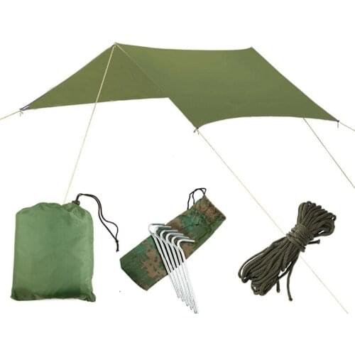 3x3m Awning With Support Pole Rope Peg Waterproof Tarp Tent Shade Garden Sunshade Outdoor Camping Sun Shelter Beach Hammock
