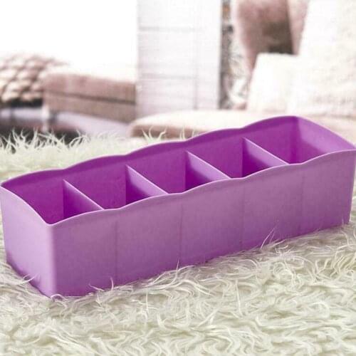 5 Grids Classified Storage Box Tie Bra Socks Divider Drawer Packing Organizer Household Hard Plastic Storage Wholesale 6 Colors