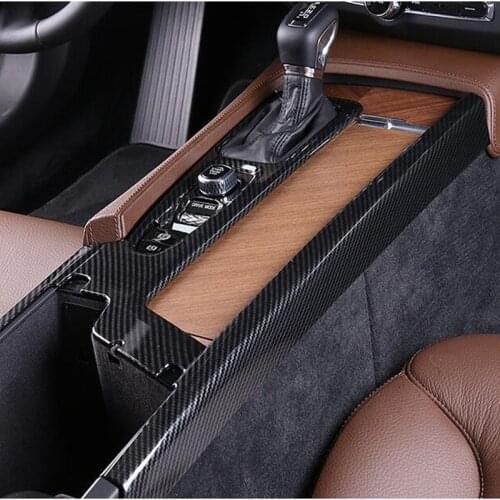 Car Styling Console Gear Shift Cover Trim For Volvo S90 2017-19 LHD Carbon Fiber Color Interior Armrest Box Decoration Sticker