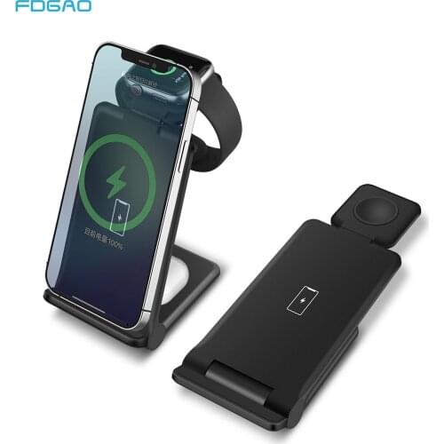 20W Qi Wireless Charger Stand 3 in 1 Fast Charging Station For iPhone 12 11 XS XR X Apple Watch AirPods Pro Samsung S21 S20 S10