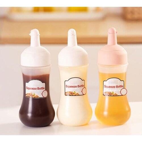 Squeeze Sauce Bottle Tomato Salad Jam Squeeze Bottle Plastic Seasoning Bottle Sharp-necked Bottle Kitchen Accessories Supplies