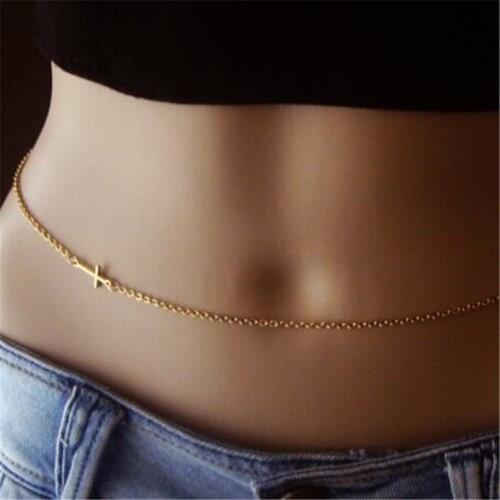Trendy Sexy Cross Simple Belly Chain Fashion Bikini Waist Link Necklaces Long Body Jewelry for Women Accessories Female 2020 New