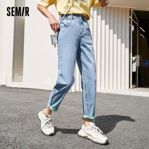 SEMIR Jeans Women Blue Bintage Summer 2021 New Lazy Style Cotton Pants Straight Chic WomenS Demin Pants Trend