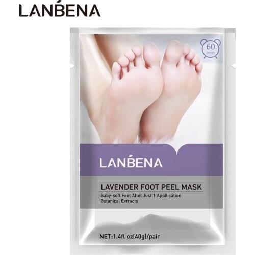 LANBENA Lavender Foot Peel Mask Foot Mask Peeling Cuticles Heel Only Need One Pair Thoroughly in 2-7 Days Remove Dead Skin