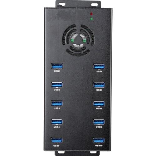 Powerful 10 Port USB 3.0 hub 5Gbps Compliance USB Data Hub Splitter is designed to be rugged with its industrial-grade shell
