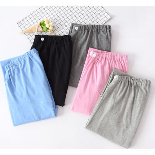 New Pregnant Womens Pants Knitted Cotton Sleep Bottoms Pijama Pants Elastic Waist Pajama Bottoms Solid Plus Size Lounge Wear