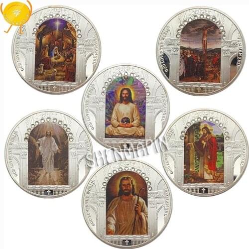 Jesus Satan Commemorative Coin The Last Supper Dinner Coins Collectibles God Wishes Peace and Health 6 Styles Full Set