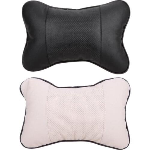Perforated Danny Leather Car Headrest Cushion Head Rest Neck Support Automotive Safety Pillow Auto interior Accessories