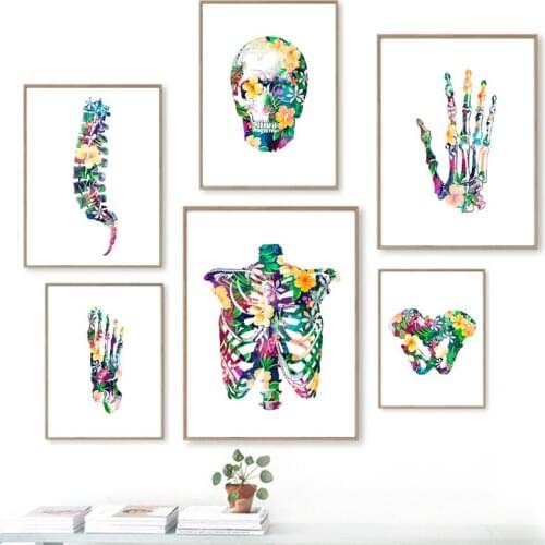 Human Anatomy Posters And Prints Green Flower Organ Wall Art Canvas Painting Medical Educational Picture for Doctor Clinic Decor