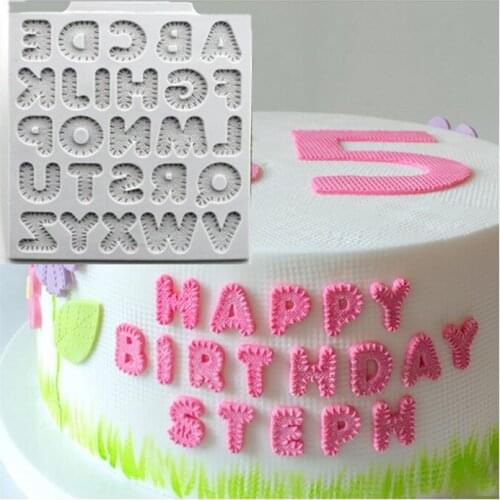 Cloth pattern 26 English letters silicone fondant silicone mold birthday Cake mould chocolate cookies jelly baking tool