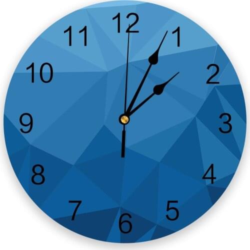Blue Geometric Triangle Gradient Modern Wall Clock For Home Office Wall Decoration Living Room Bathroom Decor Hanging Watch