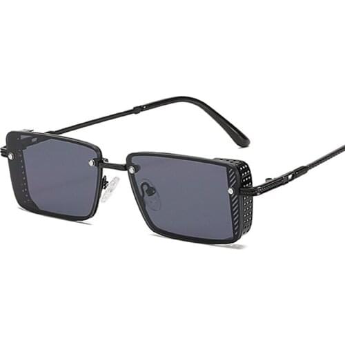 Vintage Steampunk Sunglasses Men 2021 Luxury Brand Small Rectangle Sunglass For Women With A Box Punk Sun Glasses Oculos De Sol