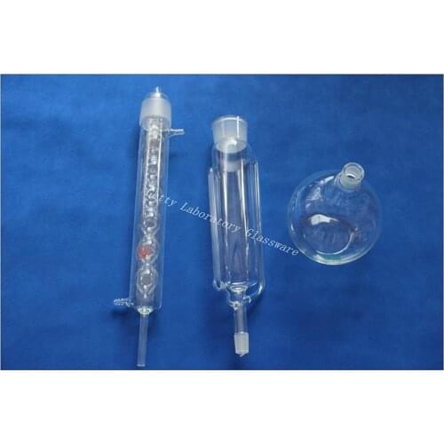 1000ml Glass soxhlet extractor, joint 45/40 and 24/29, condenser and extractor body, with 1000ml flask