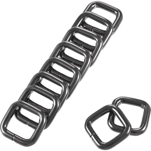Uxcell Metal Rectangle Ring Buckles 16x16mm for Bags Belts DIY Black 30 Pcs