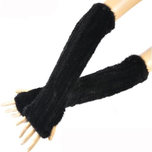 Hand Made Knitted Fur Fabric Mink Fur Glove Gloves Mittens Mit Handwear