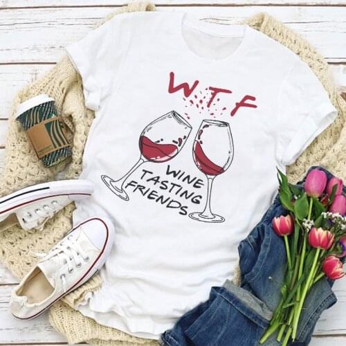 Women Sweet Wine 90s Cute Printed Style Fashion Summer Shirt T-Shirt Womens Clothing Tops Lady Clothes Tee Lovely T Shirt