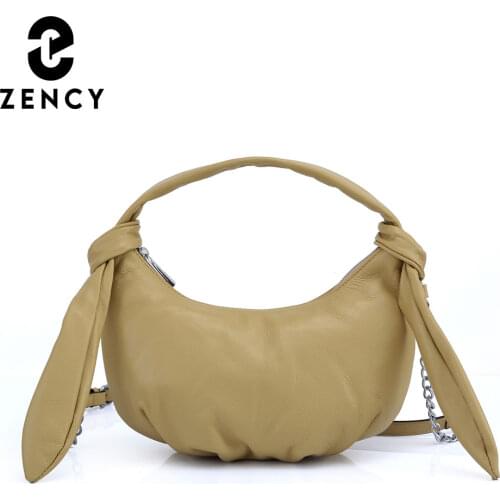Zency Genuine Leather New Summer Hobos Shoulder Bags For Womens Fashion Designer Simple Crossbody Bag High Quality Female Tote