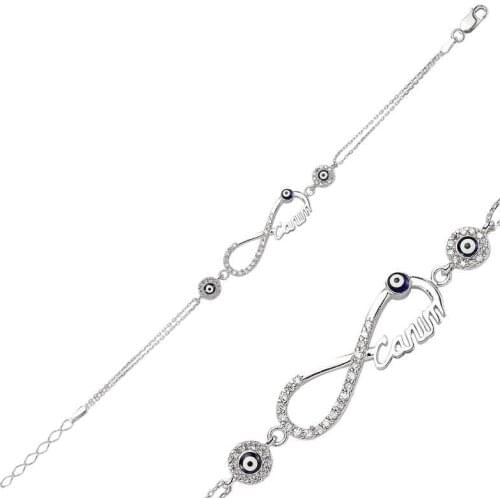Silver Infinity Dearie Womens Bracelet