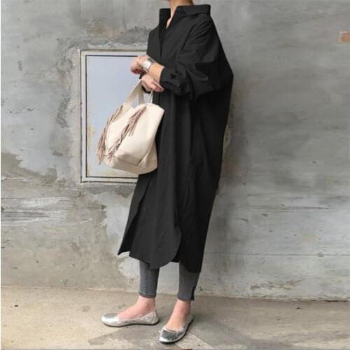 Plus Size Women Summer Sundress Elegant Long Shirt Dress Lapel Neck Three Quarter Sleeve Solid Vestido Casual Loose Work Dresses