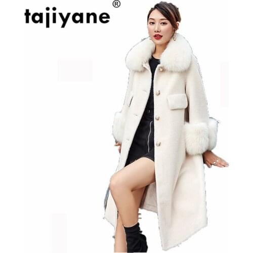 Coat Fur Real 100% Wool Jacket Fox Fur Hooded Autumn Winter Coat Women Clothes 2021 Korean Sheep Shearling Fur Women Tops ZT1053