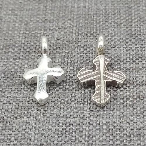 10 Karen Hill Tribe Silver Small Jesus Cross Charms for Bracelet Necklace