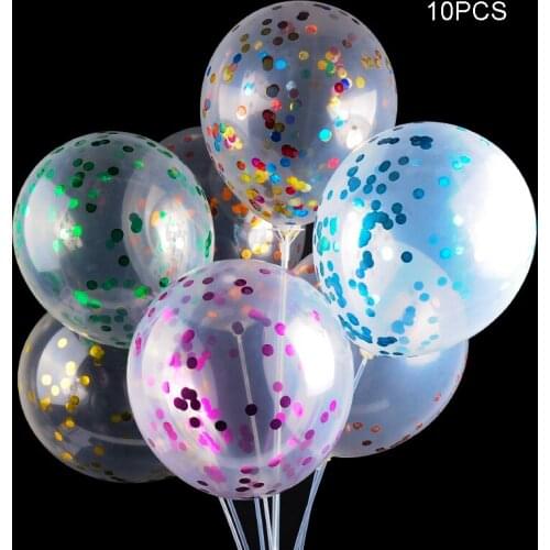 12Inch Wedding Balloon Sequin Balloon Glitter Clear Confetti Sequins Latex Balloons Baby Shower Christmas Birthday Party Decor