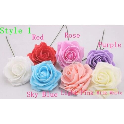 360pcs/lot (6cm) 2 styles Single Foam Rose Flowers Stem in 13 Different Colors For Selection Wedding Flowers