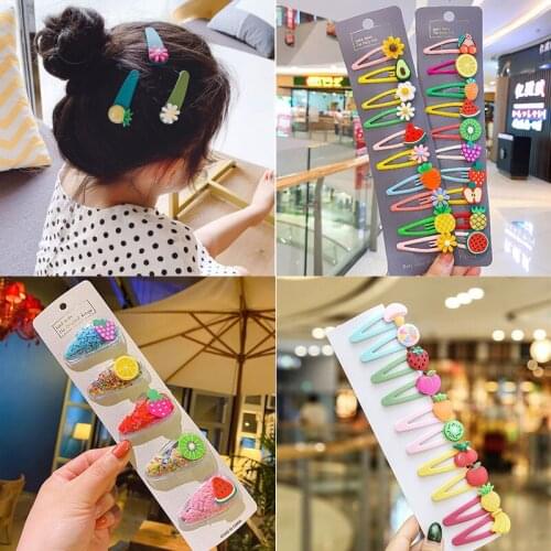 5/10 Pcs/Set Girls Cute Cartoon Animals Fruit Flower 5 Cm Hairpins Children Hair Clips Barrettes Gift Kids Hair Accessories Gift