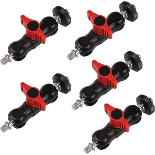 5 PCS Double Ball Head Shoe Mount Adapter Magic Arm 1/4" Screw Portable GPS Phone LCD Monitor DV Video Light DSLR Camera