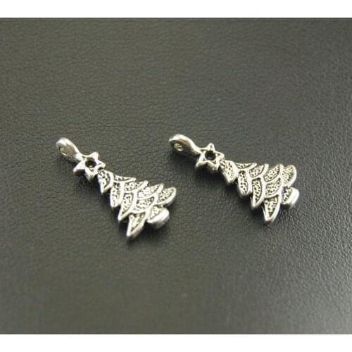 15 Pcs Silver Color Alloy Christmas Tree Charms Christmas Fits Bracelets Jewelry Making A767