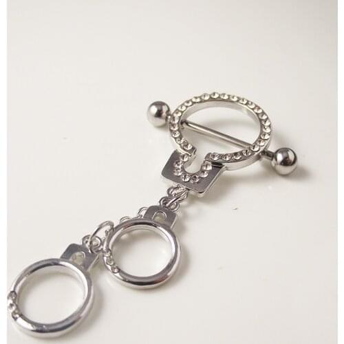 1piece 316L Surgical Steel Sexy Chain Handcuff Mamilo Rings Nipple Ring Barbell Body Piercing Jewelry Nipple Bar ring Women Gift