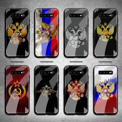Russia Flag national emblem Phone Case Tempered Glass For Samsung S20 Plus S7 S8 S9 S10 Plus Note 8 9 10 Plus