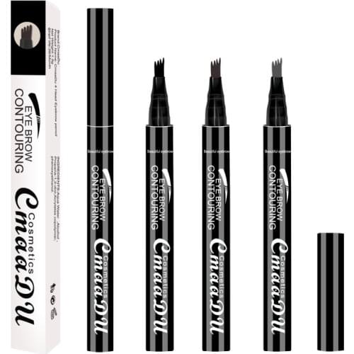 CmaaDu New Waterproof Microblading Tatto Eyebrow Liquid Ink Makeup Fine Sketch 4 Fork Eyebrow Pen Waterproof Tattoo Eye Brow