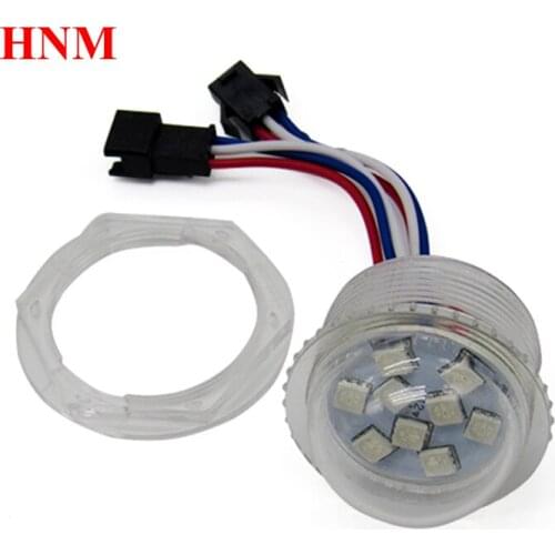 DC24V 35mm 9LEDs UCS1903 Pixel RGB LED Module Light Digital Full Color Ride Funfair Bulb Lamp Waterproof IP67 Transparent Cover